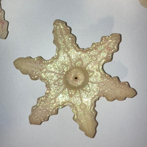 3 Floating Glitter Snowflake Candles, 5” Diameter - Picture 3 of 8